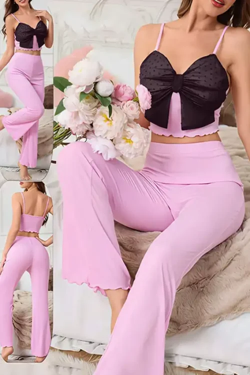 Elegant Bow Front Pajama Set