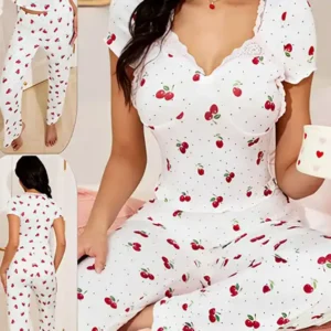 Sweet Cherry Print Pajama Set