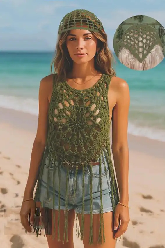 Chic Crochet Fringe Beach Top