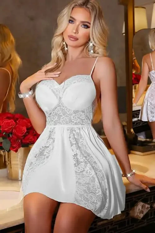 Elegant White Lace Mini Dress
