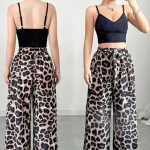 Leopard Pattern Wide-Leg Pants