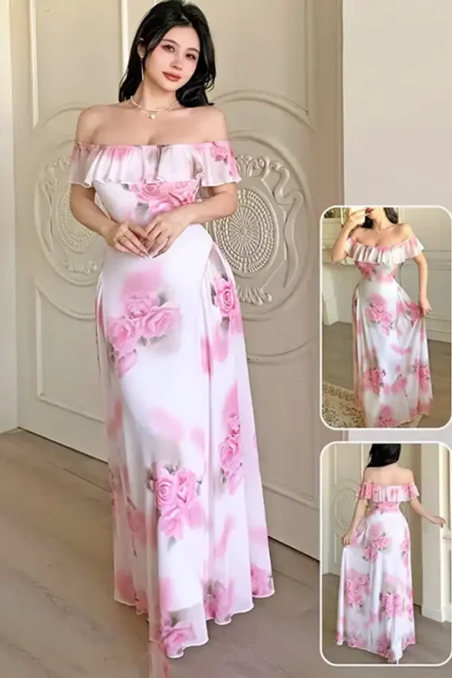 Floral Off Shoulder Maxi Dress