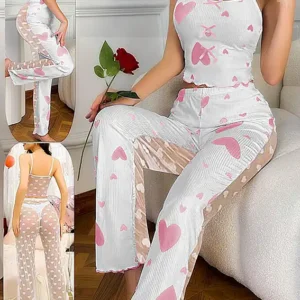 Heart Pattern Sleeveless Lounge Set