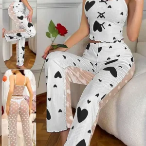 Heart Pattern Sleeveless Lounge Set