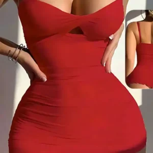 Elegant Red Sleeveless Mini Dress