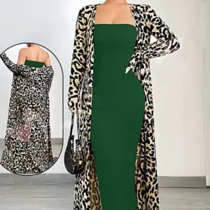 Stylish Leopard Print Long Kimono