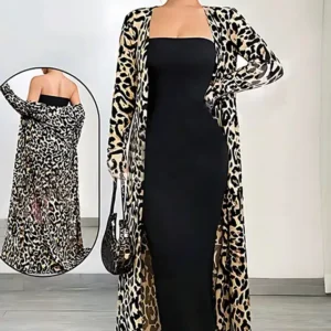 Stylish Leopard Print Long Kimono