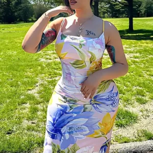 Floral Pattern Spaghetti Strap Dress