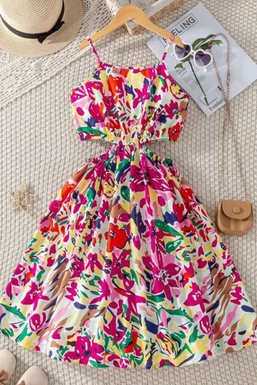 Colorful Floral Sleeveless Summer Dress