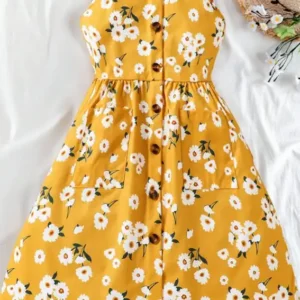 Floral Button-Front Summer Dress