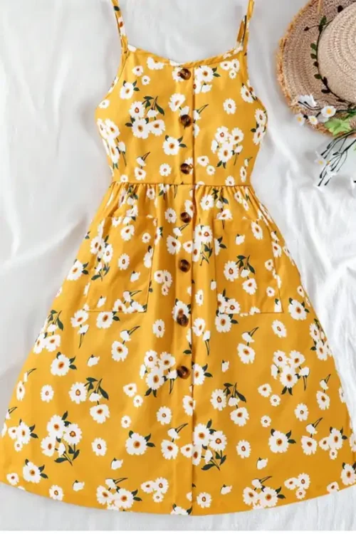 Floral Button-Front Summer Dress