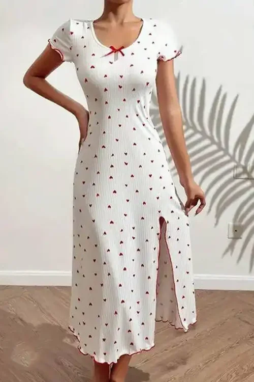 Heart Pattern Short Sleeve Dress