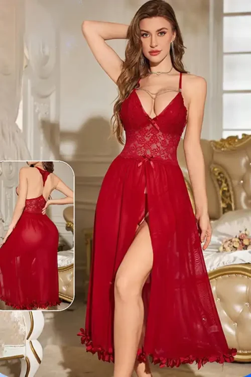 Elegant Lace Sleeveless Nightgown
