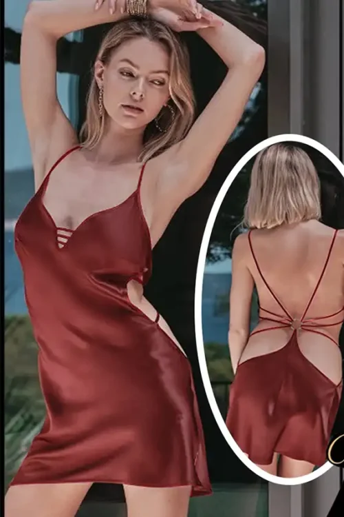 Elegant Satin Strappy Night Dress