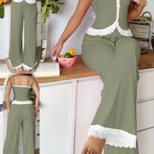 Stylish Lace Trim Pajama Set