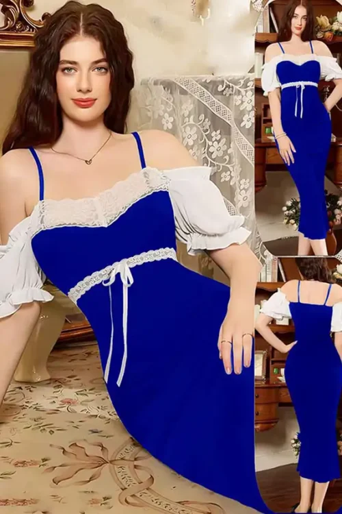 Elegant Lace Trim Midi Dress