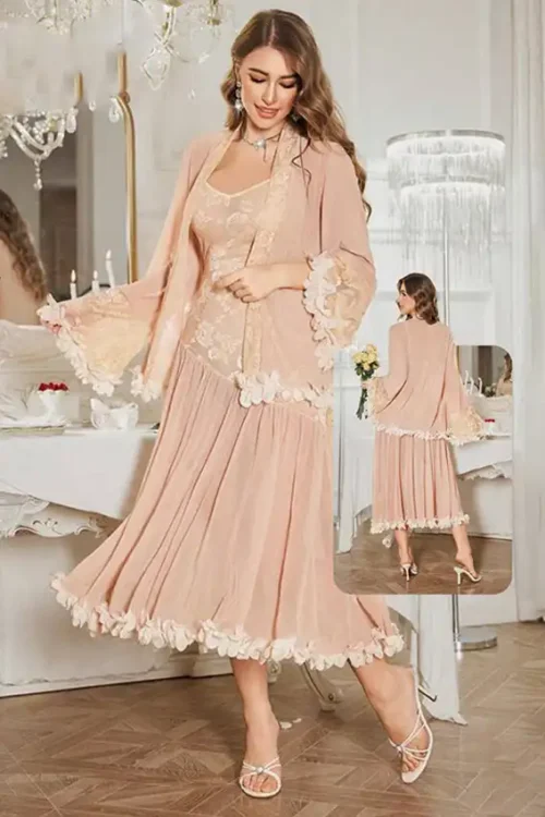 Elegant Lace Pattern Flared Dress