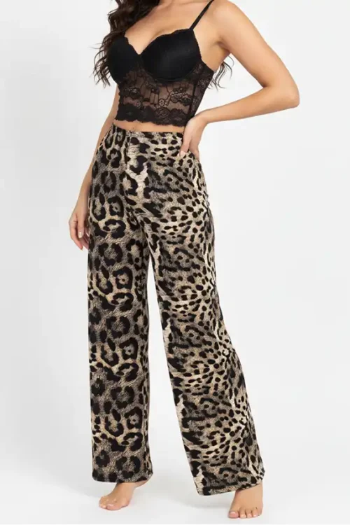Leopard Print Wide-Leg Pants