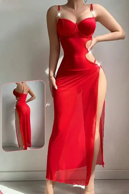 Elegant Red Sleeveless Dress