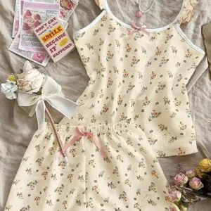 Floral Sleeveless Pajama Set for Women