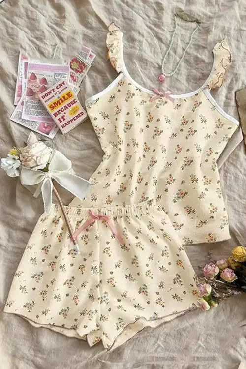 Floral Sleeveless Pajama Set for Women