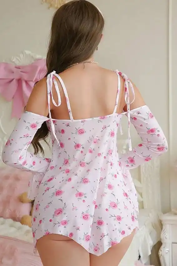 Floral Off-Shoulder Long Sleeve Romper