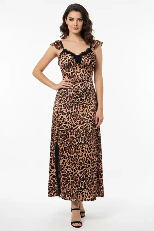 Leopard Print Sleeveless Maxi Dress