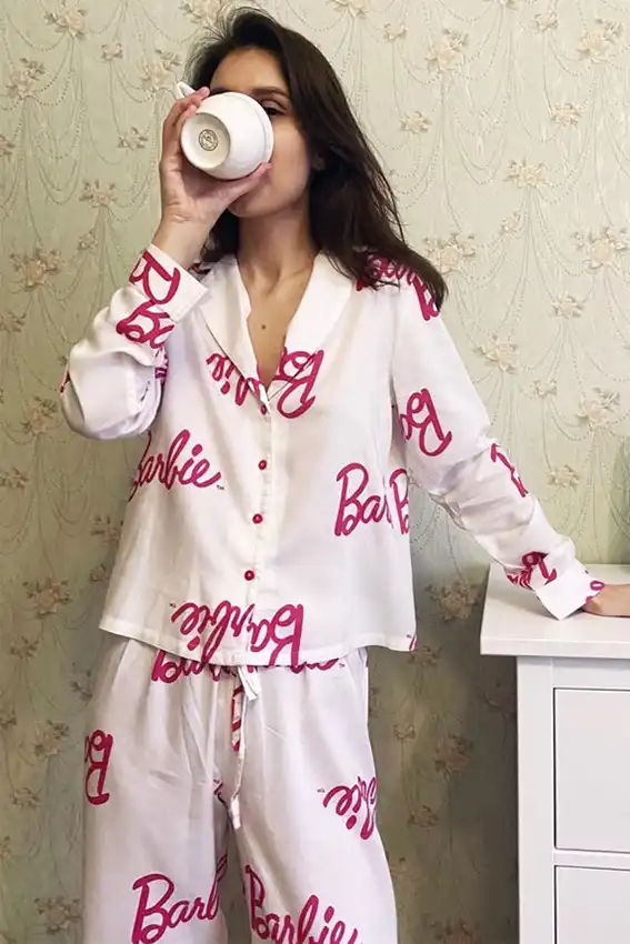 Pink Logo Pajama Set for Women