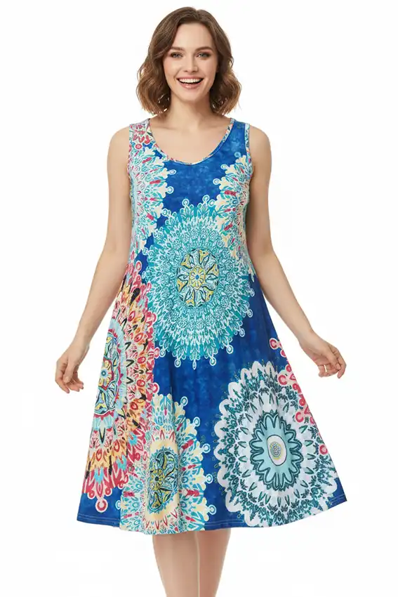 Vibrant Mandala Sleeveless Dress