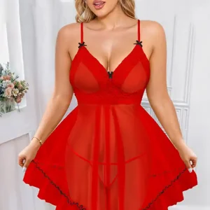 Elegant Red Lace Lingerie Dress