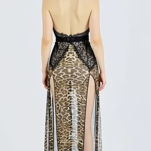 Leopard Lace Sleeveless Maxi Dress