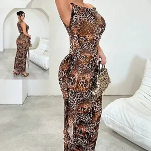 Wild Leopard Sleeveless Maxi Dress