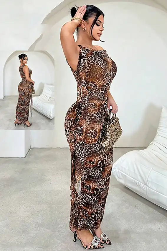 Wild Leopard Sleeveless Maxi Dress