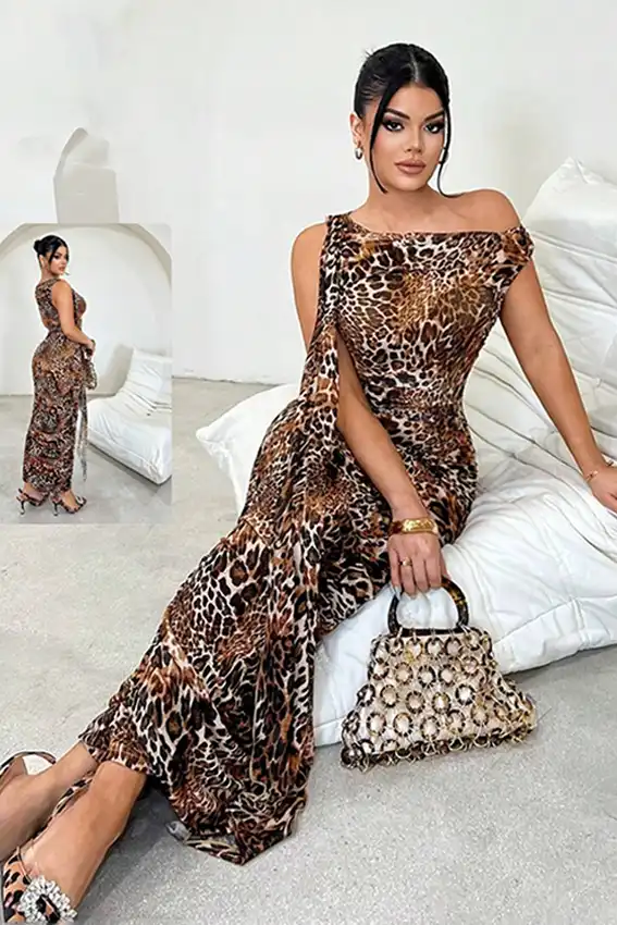 Wild Leopard Sleeveless Maxi Dress
