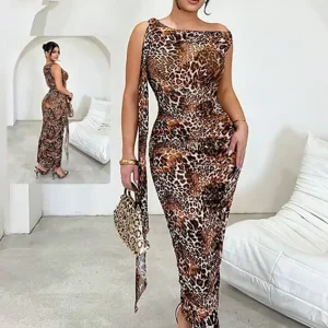 Wild Leopard Sleeveless Maxi Dress
