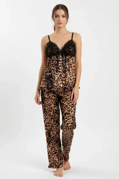 Leopard Print Sleeveless Pajama Set