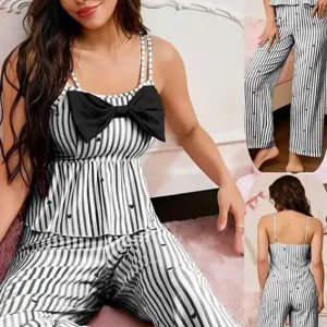 Striped Bow Pajama Set