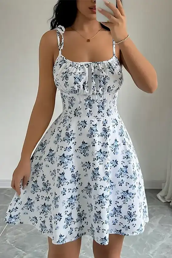 Floral Tie-Shoulder Summer Dress