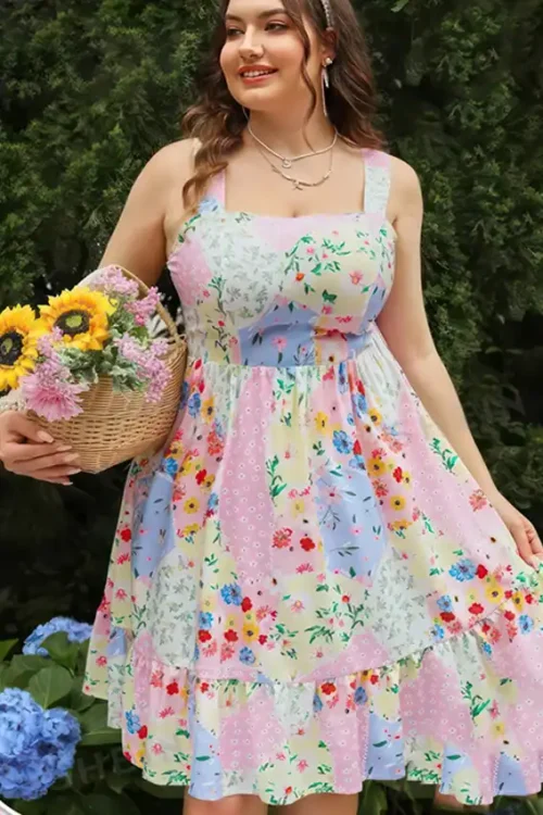 Floral Patchwork Sleeveless Summer Dress