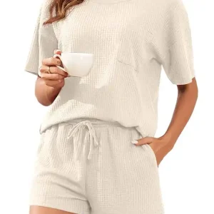 Casual Short Sleeve Knit Set