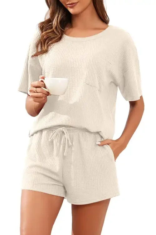 Casual Short Sleeve Knit Set