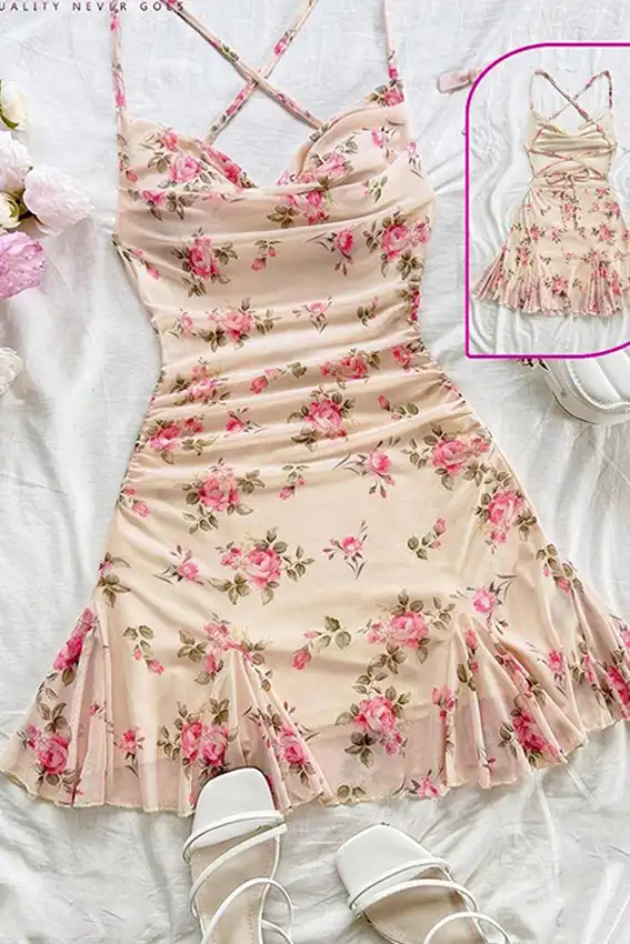 Vibrant Floral Strappy Dress