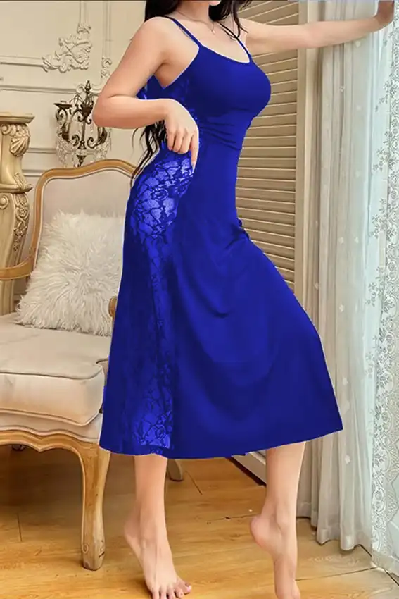 Elegant Lace Trim Spaghetti Strap Dress
