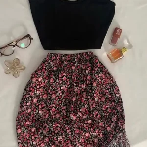 Floral Crop Top & Skirt Set