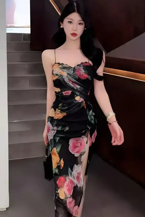 Floral Sleeveless Dress with Spaghetti Straps
