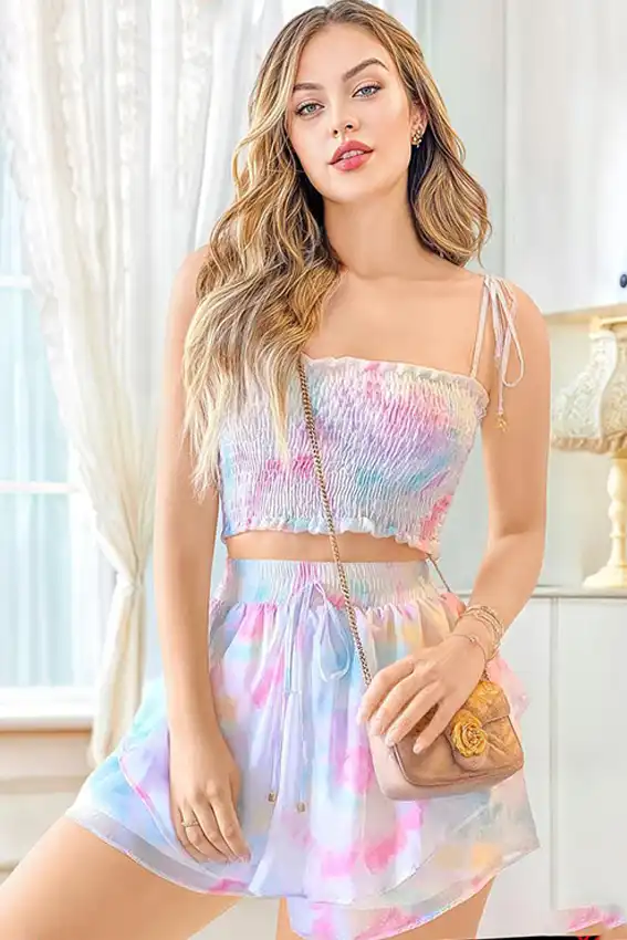 Vibrant Tie-Dye Sleeveless Summer Set