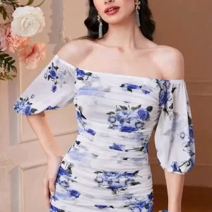 Elegant Floral Off-Shoulder Dress