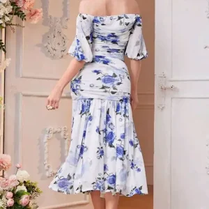 Elegant Floral Off-Shoulder Dress