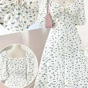 Floral Puff Sleeve Midi Dress