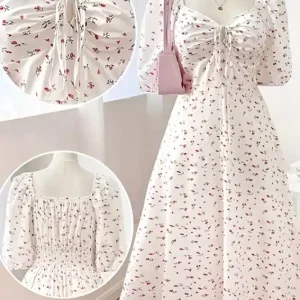 Floral Puff Sleeve Midi Dress